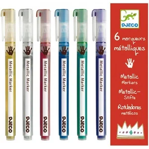 Boîte 6 marqueurs métalliques Djeco pas cher