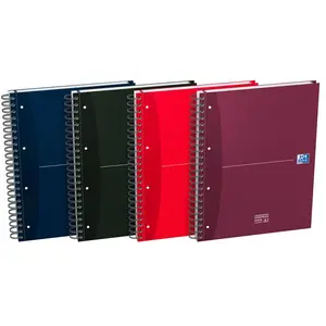 OXFORD Lot de 5 Cahiers Europeanbook Essentials A4+ Petits Carreaux 240 Pages Reliure Spirale Couverture Carte Coloris Assortis pas cher