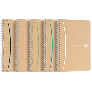 OXFORD Touareg Cahier A5 Petits Carreaux 5mm 100 Pages Papier Recyclé Reliure Spirale Couverture Kraft Couleur aléatoire pas cher