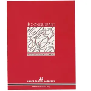 Cahier piqures Conquerant grand carreaux 17x22 32p 3mm 90g pas cher