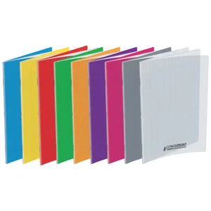 CONQUERANT Cahier 24x32 48 pages grands carreaux piqure 90g Couverture polypropylène orange pas cher