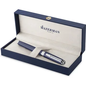 Waterman Exception vulpen, blauwe lak met palladium details, 18K gouden medium penpunt, blauwe inkt, geschenkset pas cher