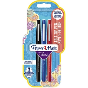 Papermate Paper Mate Flair Original, 3 feutres Assortiment de couleurs, pointe moyenne 0.7mm pas cher