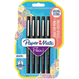 Papermate Paper Mate Flair-viltstiften | Medium punt (0,7 mm) | Zwart | 5 stuks pas cher