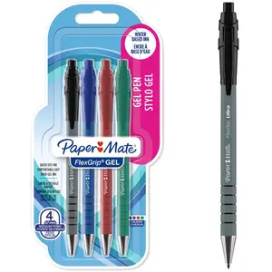 Papermate Paper Mate FlexGrip stylos gel | pointe moyenne (0,7 mm) | encre noire | bleue | rouge et verte | lot de 4 pas cher