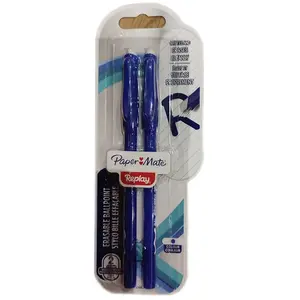 Papermate Paper Mate Stylo à bille Replay stick M Bleu Lot de 2 pas cher