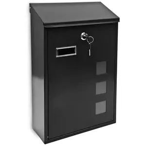Boîte aux lettres - Helloshop26 - 1013008 - Murale - Métal peint - Noir - 3 fenêtres transparentes pas cher