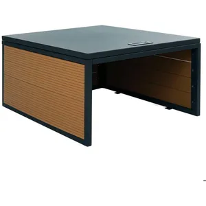 DÉCOSHOP26 Garage pour robot tondeuse avec toit   WPC et metal   Aspect chêne   35x60x70 cm 04_0006944 pas cher