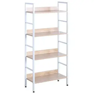 HELLOSHOP26 Bibliotheque metallique vertical blanc chene clair pas cher