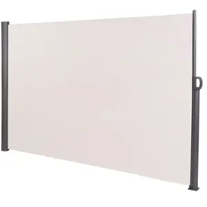 DÉCOSHOP26 Brise vue panneau pour jardin ou terrasse paravent d exterieur 300x180 cm en aluminium et tissu creme 10_0002979 pas cher