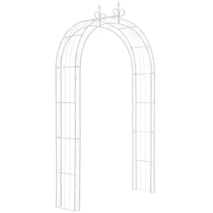 DÉCOSHOP26 Arche a rosiers treillis plantes grimpantes 260x148 cm en metal blanc 10_0003957 pas cher