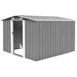 HELLOSHOP26 Abri de jardin cabane cabanon maison de stockage remise exterieur hangar outils robuste 257 x 298 x 178 cm metal gris pas cher