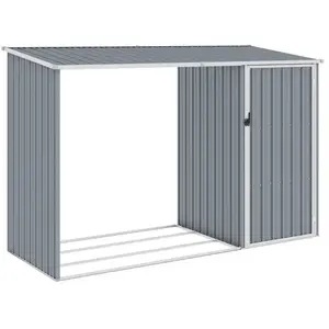 HELLOSHOP26 Abri a bois de jardin 245 x 98 x 159 cm acier galvanise gris pas cher