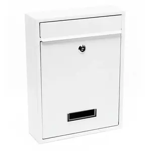 HELLOSHOP26 Boite aux lettres design murale courrier acier galvanise 21,5 x 9 x 32 cm blanc pas cher