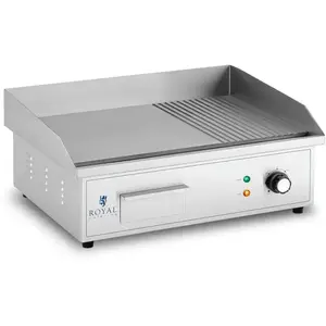 HELLOSHOP26 Plancha electrique professionnelle plaque de cuisson 3 000 watts grill (548 x 350 mm, plaque lisse et rainuree en fer) pas cher
