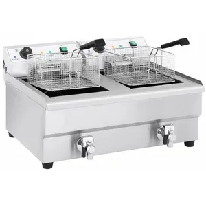 HELLOSHOP26 Friteuse electrique de restaurant double professionnelle 2 x 3 200 watts 2 x 16 litres au total 2 x 12 litres d huile th pas cher