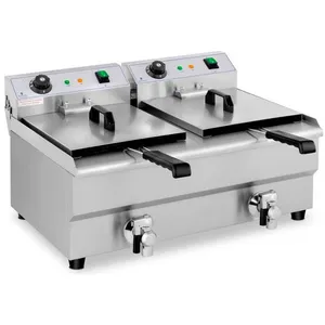 HELLOSHOP26 Friteuse electrique professionnelle restaurant 2 x 13 litres robinets de vidange pas cher