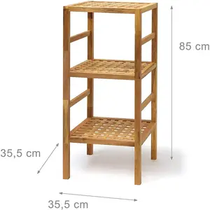 HELLOSHOP26 Étagère de salle de bain en bois de noyer - Style scandinave - 3 niveaux de rangement pas cher