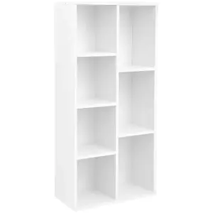 Bibliothèque 7 compartiments moderne - MARQUE - Blanc - Aspect bois - ... pas cher
