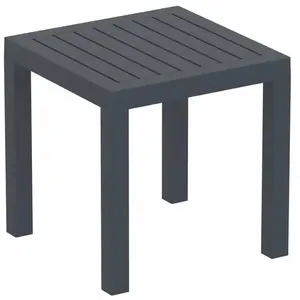 DÉCOSHOP26 Petite table de jardin en plastique gris foncé résistante aux intempéries 45x45x45 cm MDJ10202 pas cher