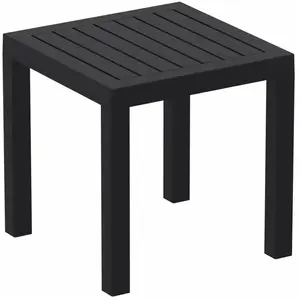 DÉCOSHOP26 Petite table de jardin en plastique noir résistante aux intempéries 45x45x45 cm MDJ10203 pas cher