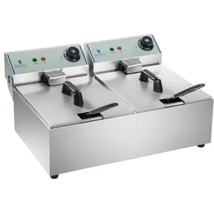 HELLOSHOP26 Friteuse acier inox 2 bacs 10 litres cuve amovible professionnel 36140... pas cher