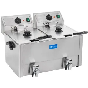 HELLOSHOP26 Friteuse acier inox 2 bacs 13 litres cuve amovible avec minuterie thermostat EGO professionnelVendu parcdiscount