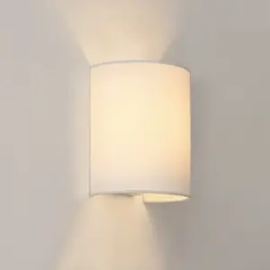 HELLOSHOP26 Lampe murale demi cercle applique interieure e27 abat jour en linge 20 cm blanc