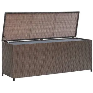 HELLOSHOP26 Coffre boîte meuble de jardin rangement marron 120 x 50 x 60 cm resine tressee pas cher