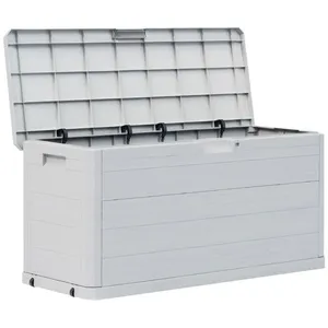 HELLOSHOP26 Coffre boîte meuble de jardin rangement 280 litres gris clair pas cher
