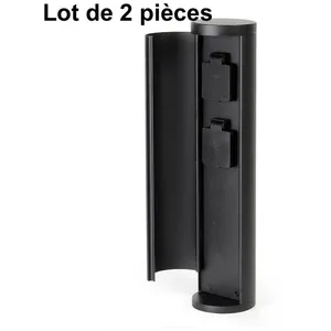 Lot de 2 Multiprises Bornes rondes noires 2 Prises Électriques Pour Jardin Et Extérieur pas cher