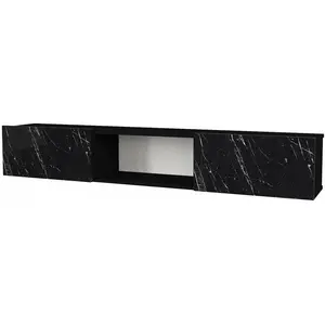 HELLOSHOP26 Meuble TV 180 x 31 x 29,5 cm effet marbre noir pas cher