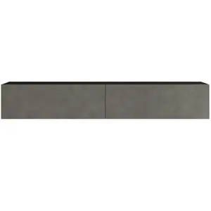 Meuble TV - HELLOSHOP26 - 2 portes - Noir effet béton - 295 x 180 x 315 cm - Montage facile pas cher