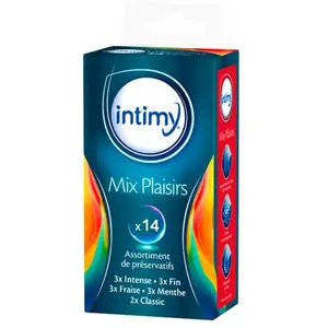 Intimy préservatifs lubrifiés mix plaisirs, 14 unitésVendu paratida-sante-discount-fr