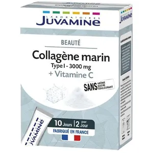 JUVAMINE COLLAGÈNE MARIN 3000 mg Beauté 20 sticks de poudre à diluer pas cher