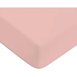 Drap housse en coton 57 fils uni bonnet 25cm rose 140x200cm pas cher