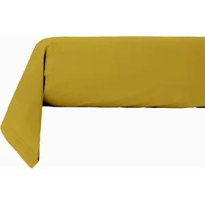 Taie traversin en coton 57 fils unie jaune mimosa jaune moutarde 85x185cm pas cher