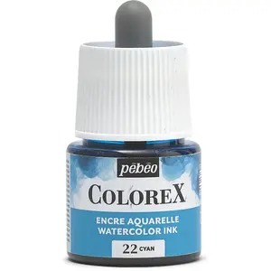 Pebeo, Peinture loisirs créatifs, Encre à base d'eau Colorex (Cyan, 45... pas cher