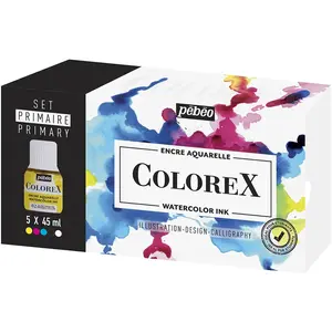 5 encres Colorex pour peinture aquarelle - 5 x 45 ml - Pébéo pas cher