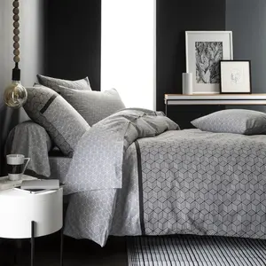 Origin Housse De Couette Imprimée En Bambou Blanc Et Noir 140x200