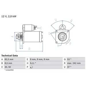 Startmotor 1845 Bosch pas cher