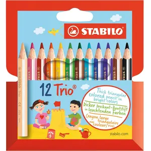 STABILO Trio court - Pochette de 12 crayons de couleur pas cher