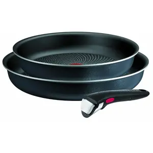 Tefal Lot de 2 poêles aluminium 24 et 28cm + 1 poignée noir - L7239103 pas cher