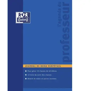 Agenda Oxford Teacher scolaire Mensuel 21x29,7cm Perpétuel Bleu pas cher