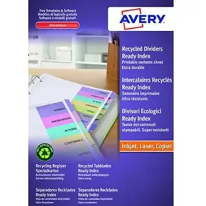 Avery - Intercalaires Personalisables Ready Index A4 - Jeu De 12 pas cher
