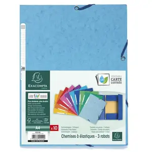 EXACOMPTA Chemise 3 rabats à élastiques carte A4 Couleurs Assorties pas cher
