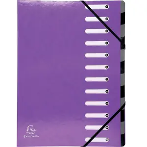 Trieur 12 compartiments Exacompta Iderama A4 Violet pas cher