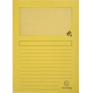 Exacompta - Réf. 50109E - Paquet de 100 chemises à fenêtre sans plastique Forever® 120 g/m² - couleurs vives - 100% recyclées et certifiées Ange Bleu - dimensions 22 x 31 cm pour A4 - couleur jaune pas cher
