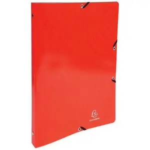 Exacompta - réf. 54895E - 1 Classeur carte lustrée pelliculée avec élastiques - 2 anneaux ronds diamètre 15 mm - Dos 20 mm - Dimensions extérieures : 32 x 25 cm -Format à classer A4 - Coloris : rouge pas cher