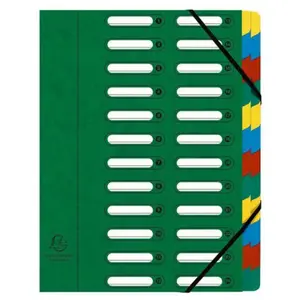 Exacompta Trieur HARMONIKA® à fenêtres avec élastiques Nature Future carte lustrée 24 compartiments Vert pas cher